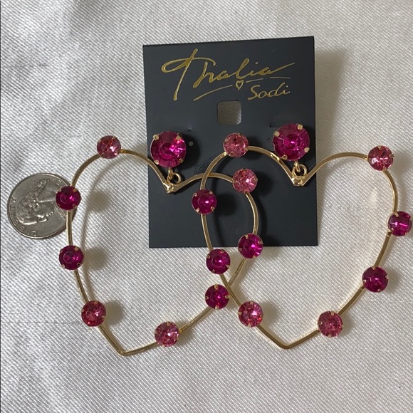✅New Thalia Sodi pink stone heart earrings - Picture 3 of 4